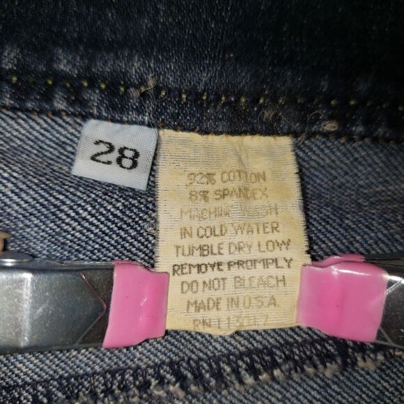 Vintage Y2K Pamela Anderson Dark Denim Bootcut Flare Jeans Womens Size 28 - Picture 6 of 9